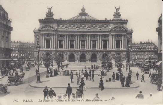 Cartoline postali: Paris la Place de l`Opera mit Kutschen, 1908 – Usato da Zuerich venduto da OceanLinerPostcards