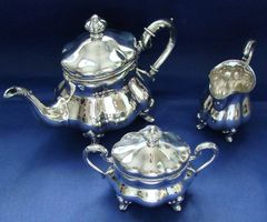 Silber Tee-Set, Teekanne, Milchkännchen & Zuc