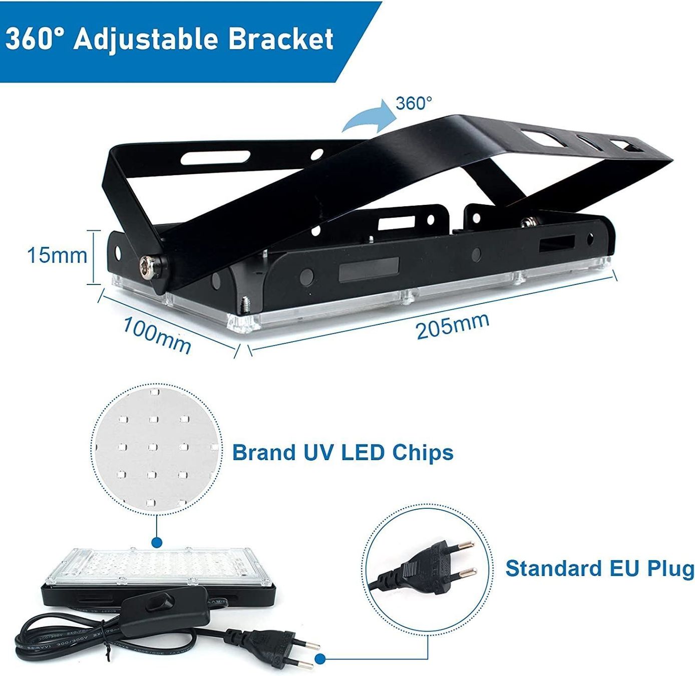 Lampade: 50W LED UV Schwarzlicht mit Stecker – Nuovo (secondo la descrizione) da Thun venduto da 365buy 3