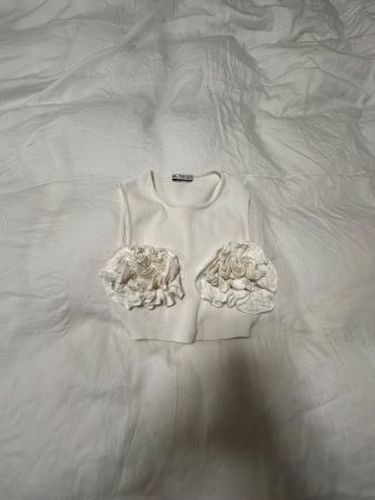Set Zara Top mit Blumen / Rose Weiss S/M