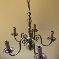 Vintage Messing Lüster / Lampe mit 5 Armen, Top!