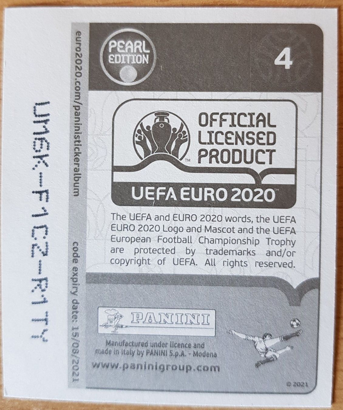 Panini Carte collezionabili: UEFA EM 2020 / NR. 4 – Usato da Koppigen venduto da Jsimsala 1