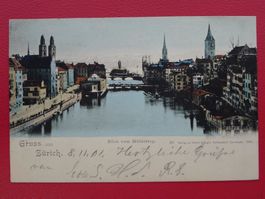 1901 "Litho-Ansichtskarte, "Gruss aus ZÜRICH" nach FINNLAND