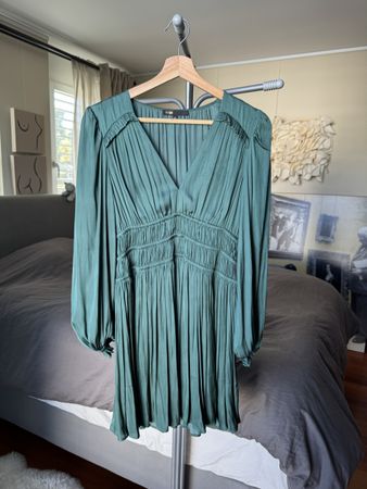 Maje Satin Mini Dress with Ruffles Size 36