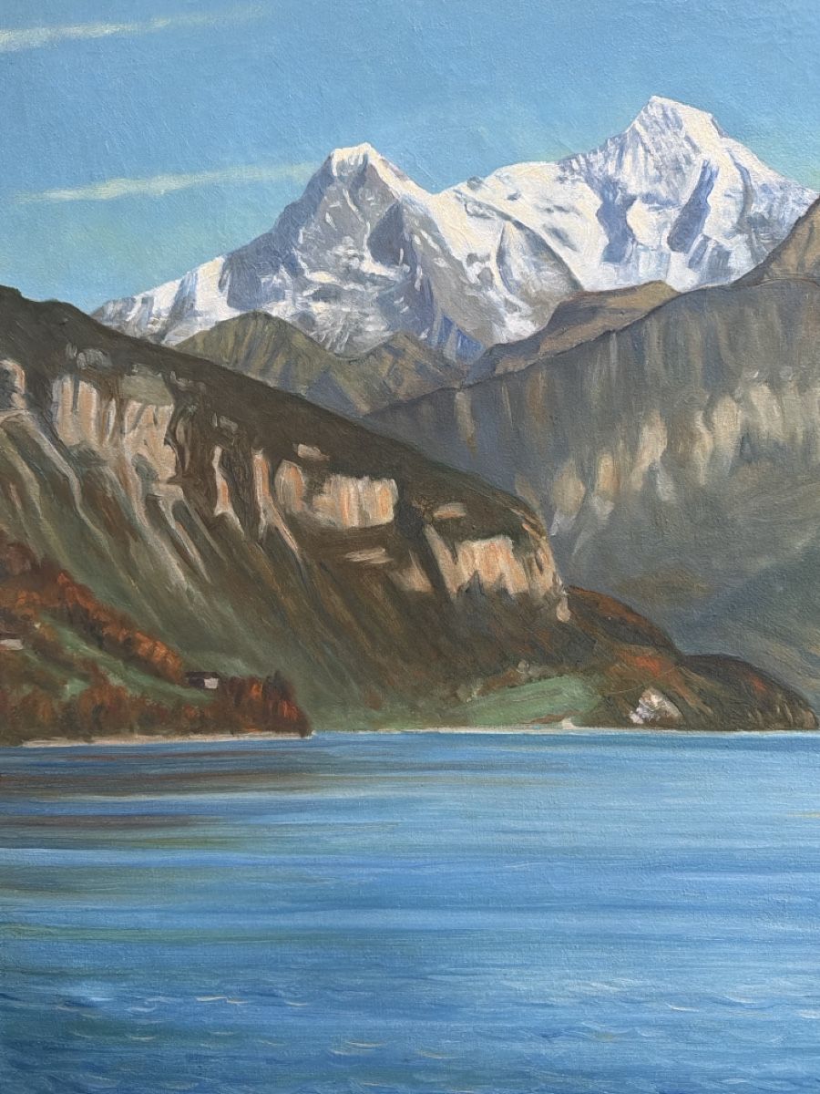 Gemälde: Gemälde, Berglandschaft mit See , 1948. – Gebraucht aus Biberist von Momo33 1