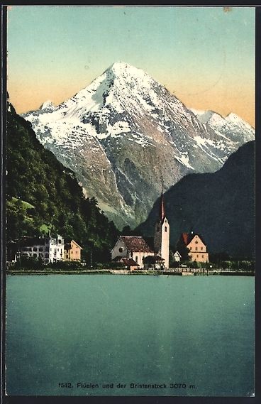Cartoline postali: Flüelen, Ortsansicht mit Kirche und dem – Usato da Berlin venduto da bartko-reher