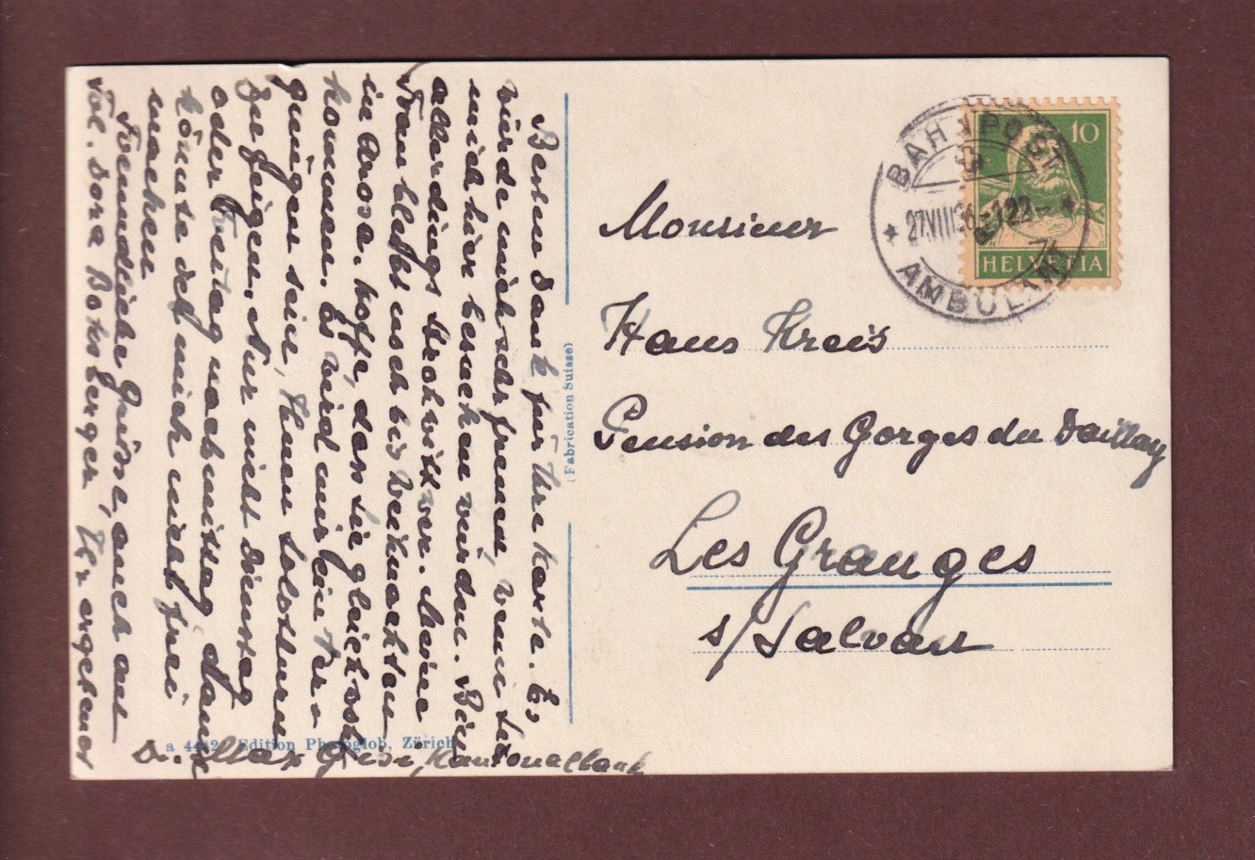 Cartoline postali: SOLOTHURN - Rötibrücke - 1926 – Usato da Pully venduto da nicecards 1