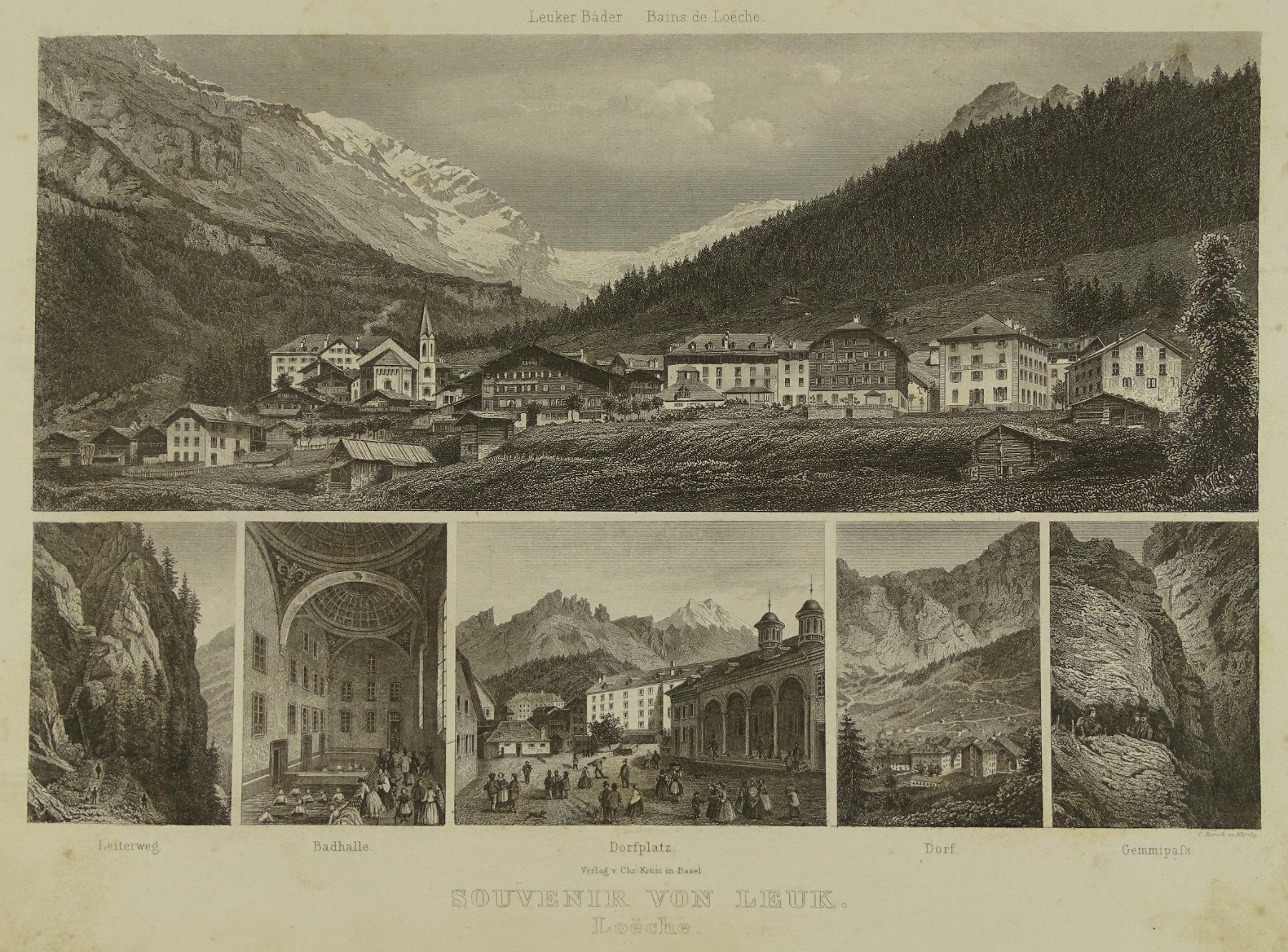 Incisioni: LEUK, STAHLSTICH UM 1870 – Usato da Grüningen venduto da Kartensammler