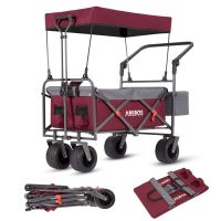 Luxus Bollerwagen faltbar mit Dach rot