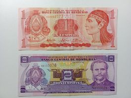 2 alte Banknoten aus Honduras