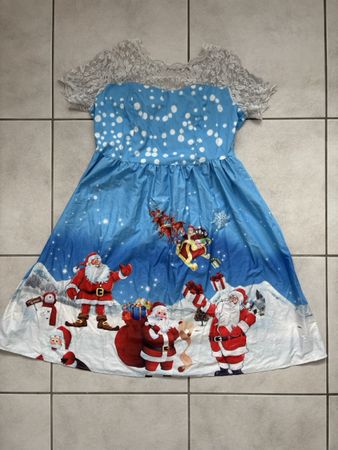 Weihnachtskleid Gr. XXL mit Spitze Santa Claus Kleid Top!