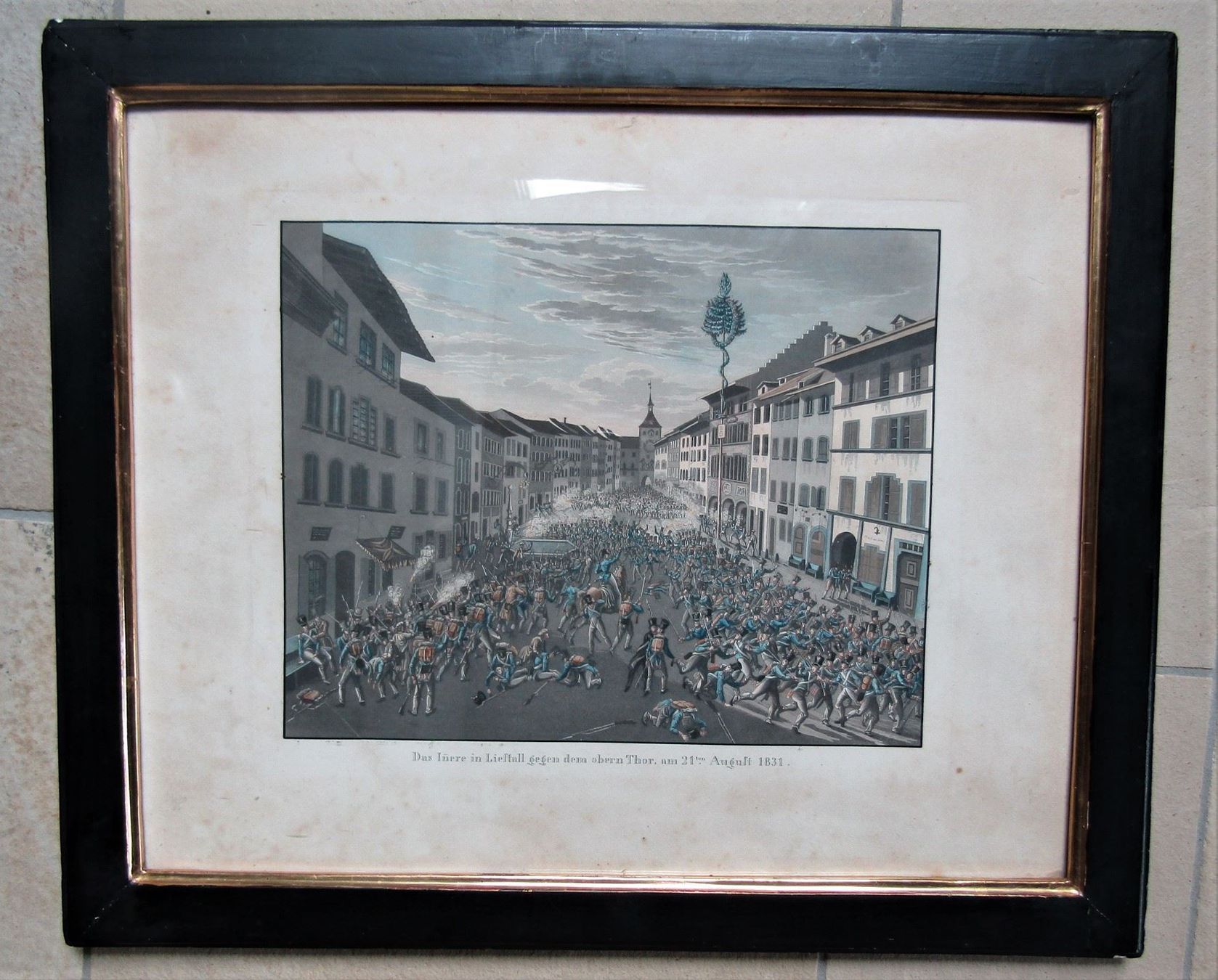 Incisioni: Liestal Innenansicht Aquatinta 1831 – Usato da Rafz venduto da Helvet32