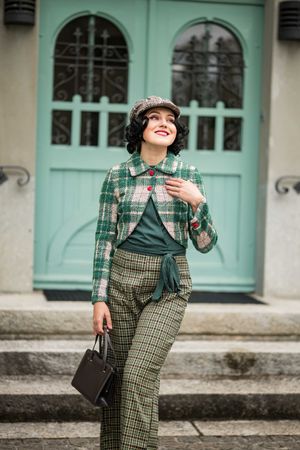 Vintage Style Irish tartan outfit - jumper and jacket