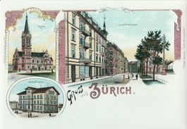 Gruss aus Zürich, Josephstrasse - (Lithoansicht im Form. A4)