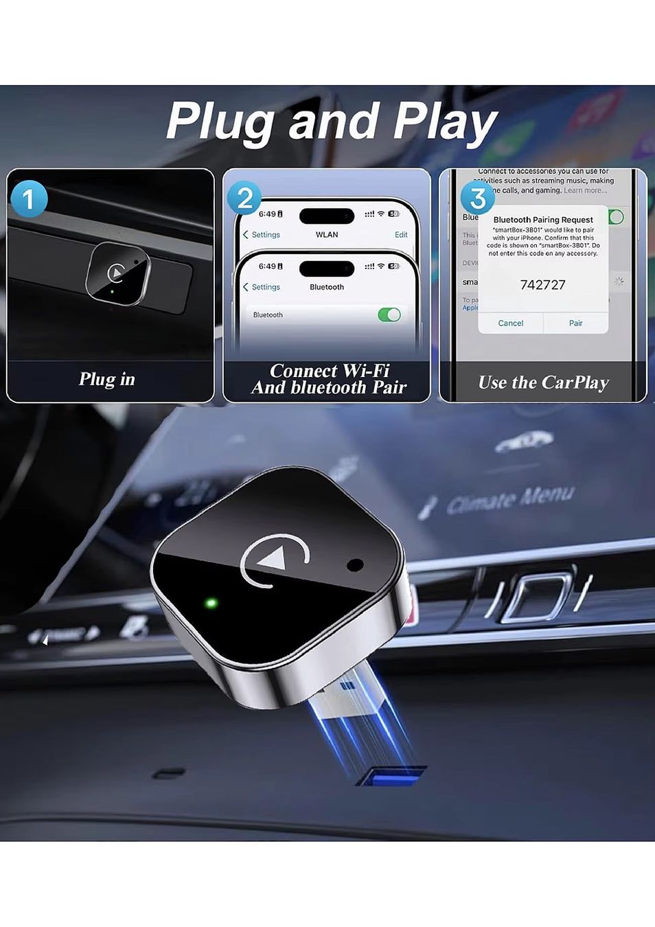 Unità & Adattatore: Wireless CarPlay and Android Auto dongle, fast connection – Nuovo e nell'imballaggio originale da Dällikon venduto da spo-eletronics-ch 1