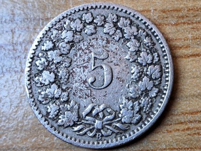 Tutti le monete: 5 Rappen 1904 - Selten! – Usato da Münchenstein venduto da purbach1 9