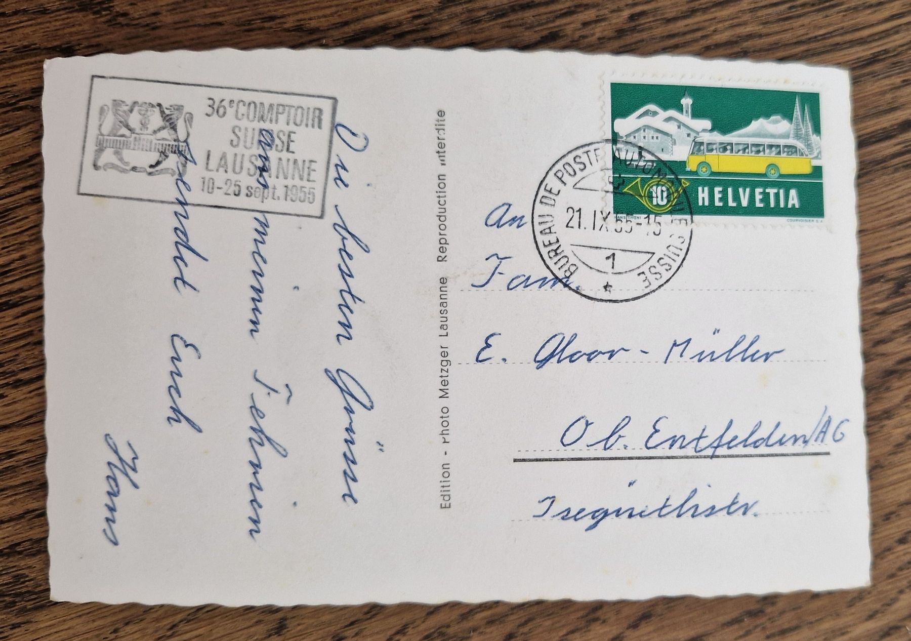 Cartoline postali: Lausanne Comptoir Suisse 1955 – Usato da Ebikon venduto da Donar50 1