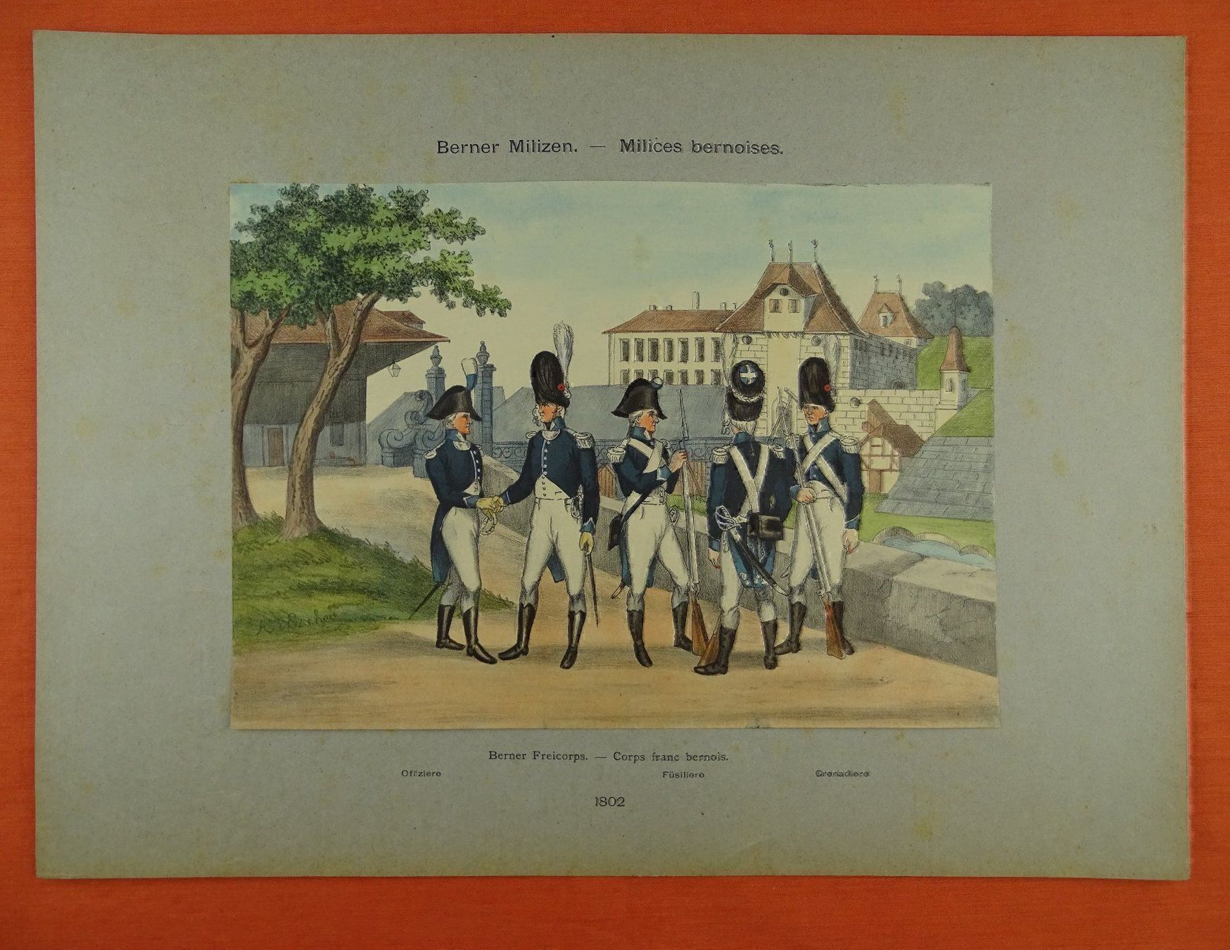 Poster & Bilder: BERNER MILIZEN, LITHOGRAPHIE UM 1890 – Gebraucht aus Grüningen von Kartensammler 1