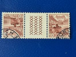 10 Rp. BRIEFMARKE KEHRDRUCK MIT ZWISCHENSTEG SCHLOSS CHILLON