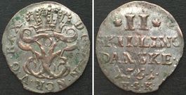 DÄNEMARK 2 Skilling Danske 1761 HSK, FREDERIK V. Silber vz+