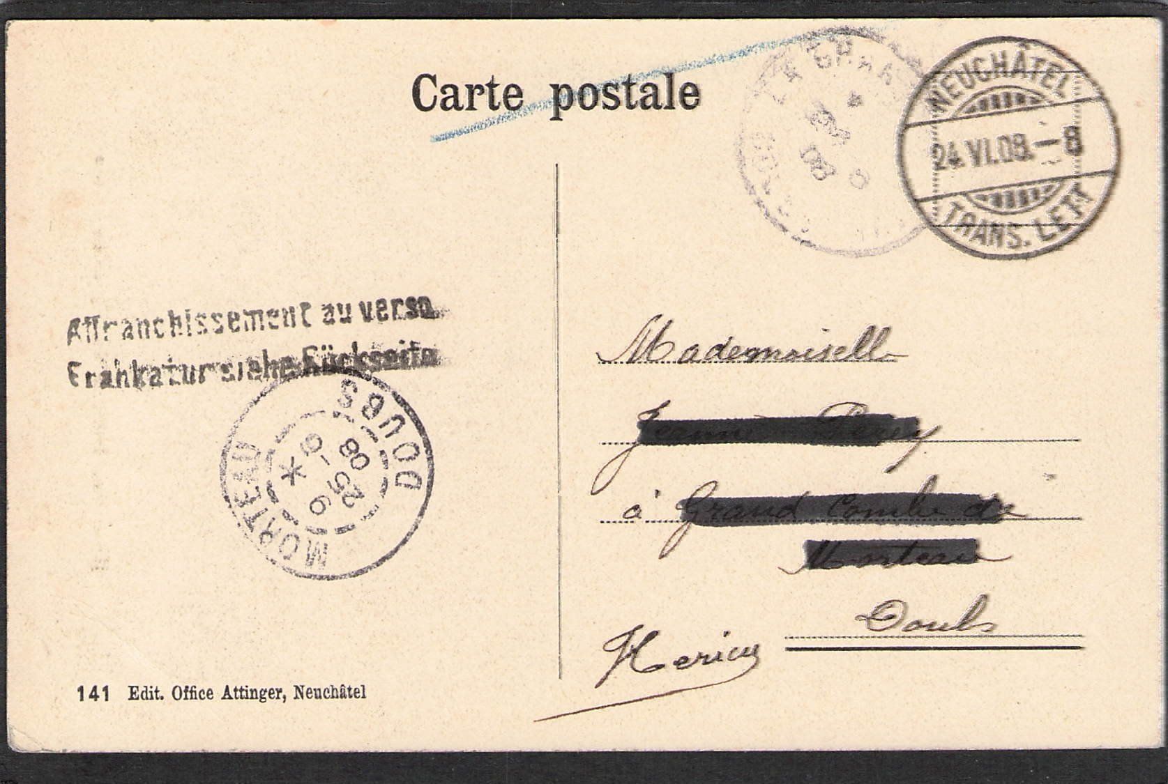 Cartoline postali: CP, Neuchâtel. Intérieur de l'Eglise – Usato da Reichenburg venduto da Pipo-67 1