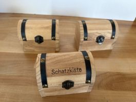 3 Kleine Holz Schatztruhe