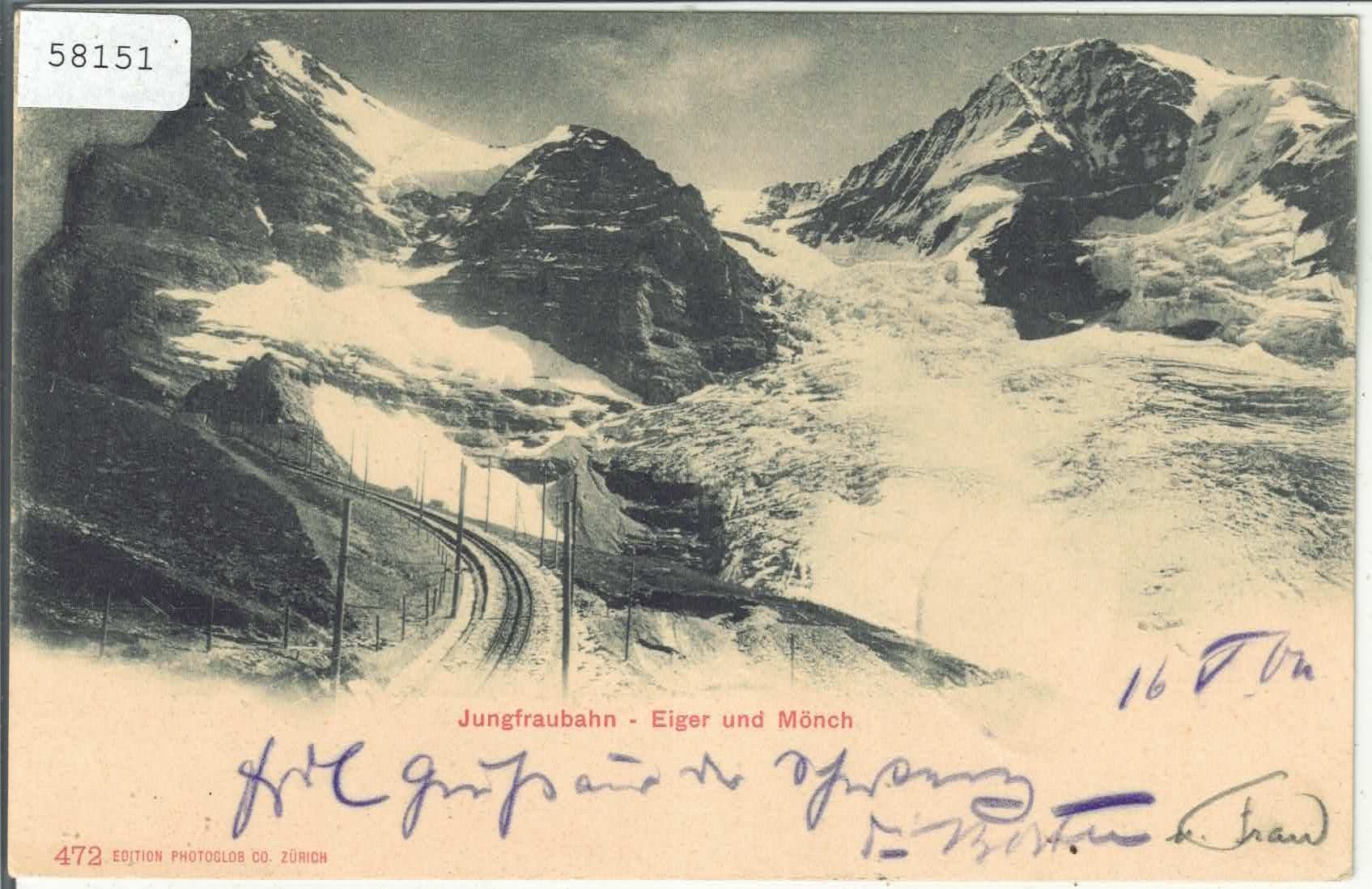 Cartoline postali: Jungfraubahn - Eiger und Mönch 1904 – Usato da Ettingen venduto da Kartenplanet
