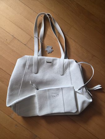 Tolle weisse Lederhandtasche von Laurel mit Pochette 🤍