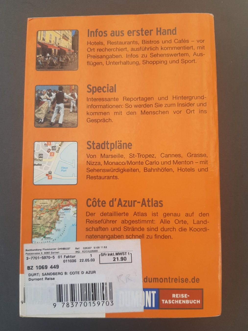 Bücher: Reiseführer Cote d' Azur von Dumont – Gebraucht aus Buchrain von Siro82 1