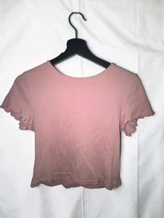 H&M Shirt Altrosa mit Spitze & Schnürung Gr. L, passt auch M