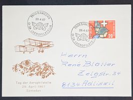 CL08 Enveloppe + Timbre Suisse 1967 Thème Aviation