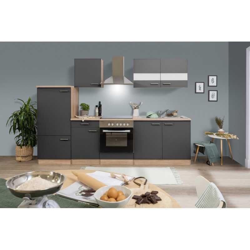 Cucine complete: 017 - Küchenzeile Singleküche 270cm Eiche/Sonoma /Grau – Nuovo e nell'imballaggio originale da Wallenwil venduto da toesstalvertrieb 2