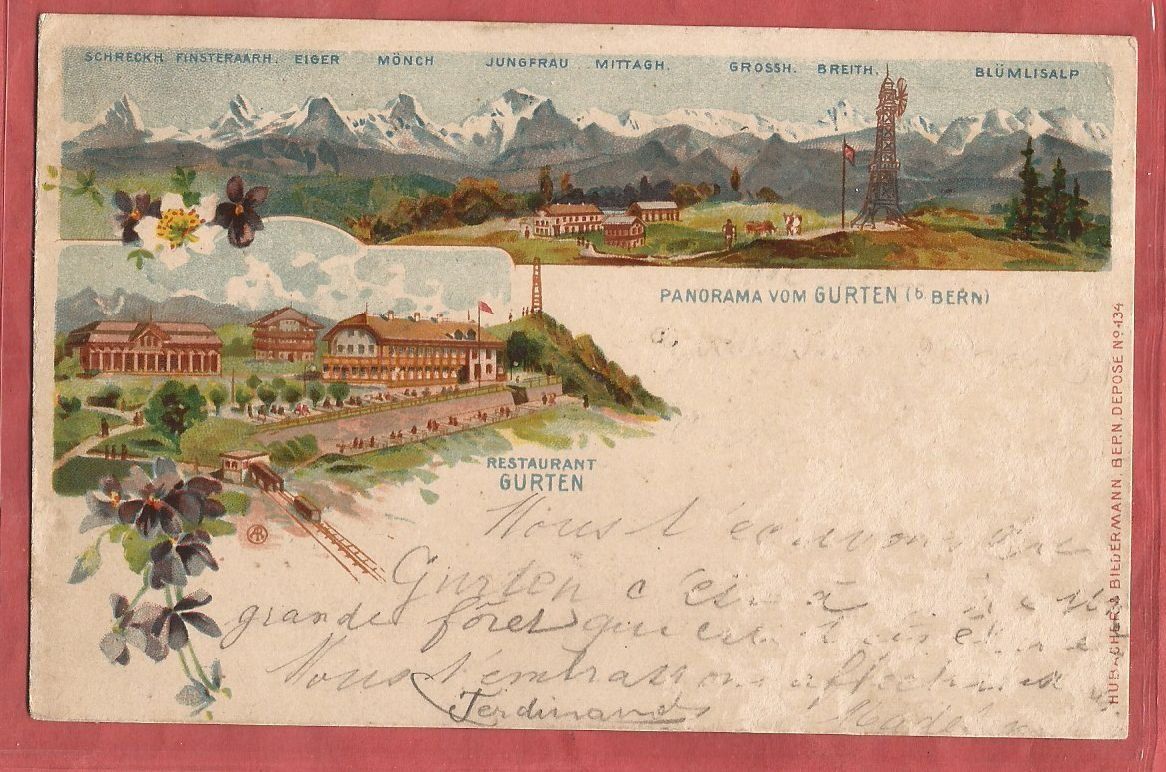 Cartoline postali: Gurten bei Köniz Bern - Litho 1899 – Usato da Fislisbach venduto da Porano