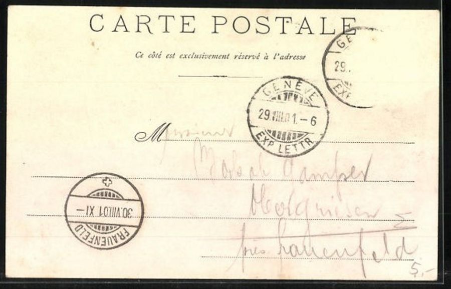 Cartoline postali: Genève, la Gare, environ 1890 – Usato da Frauenfeld venduto da POML 1
