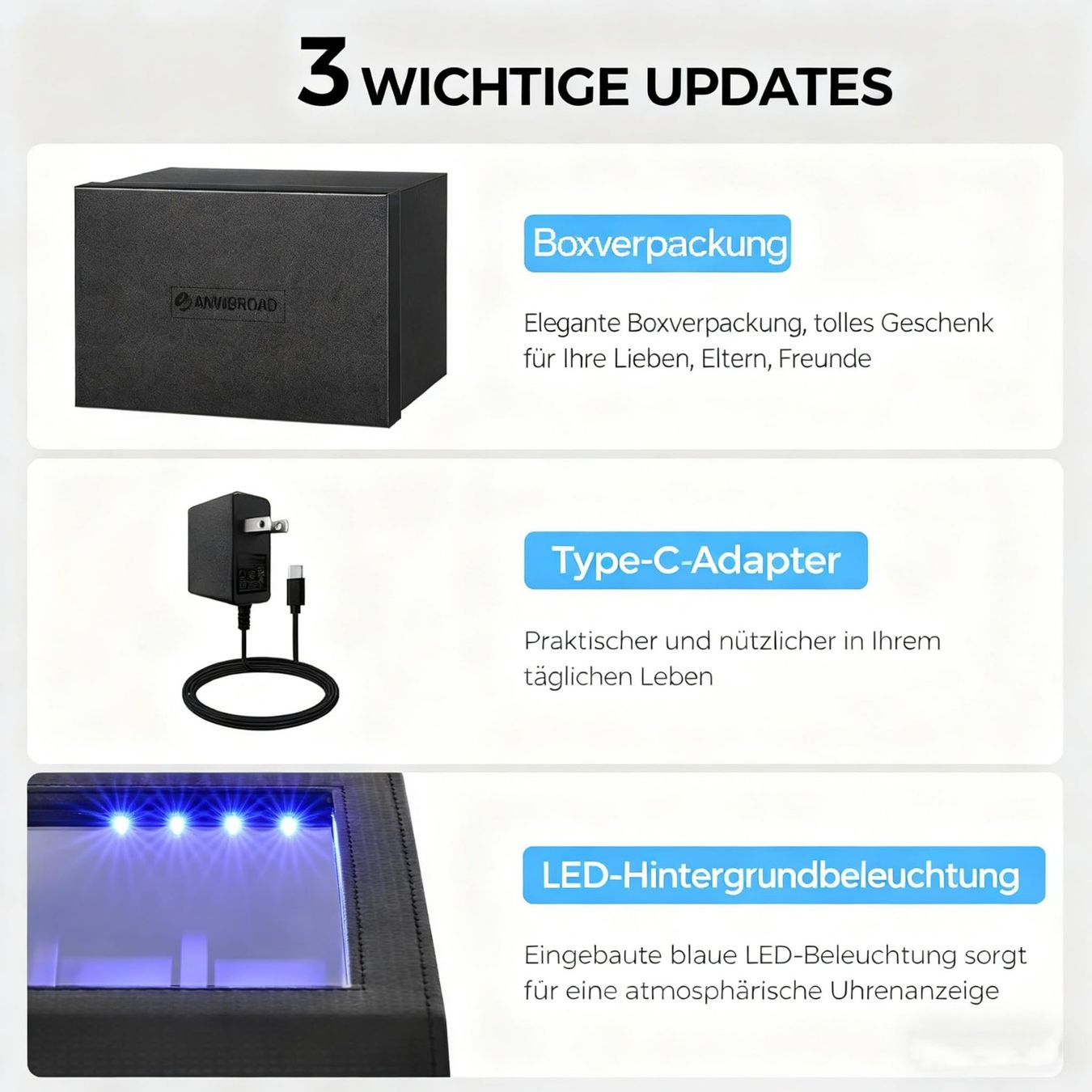Cofanetto carica e porta orologi: Uhrenbeweger Uhrendreher Uhrenbox 4+6 Fächer 4 Programme – Nuovo e nell'imballaggio originale da Herisau venduto da Zevora 5