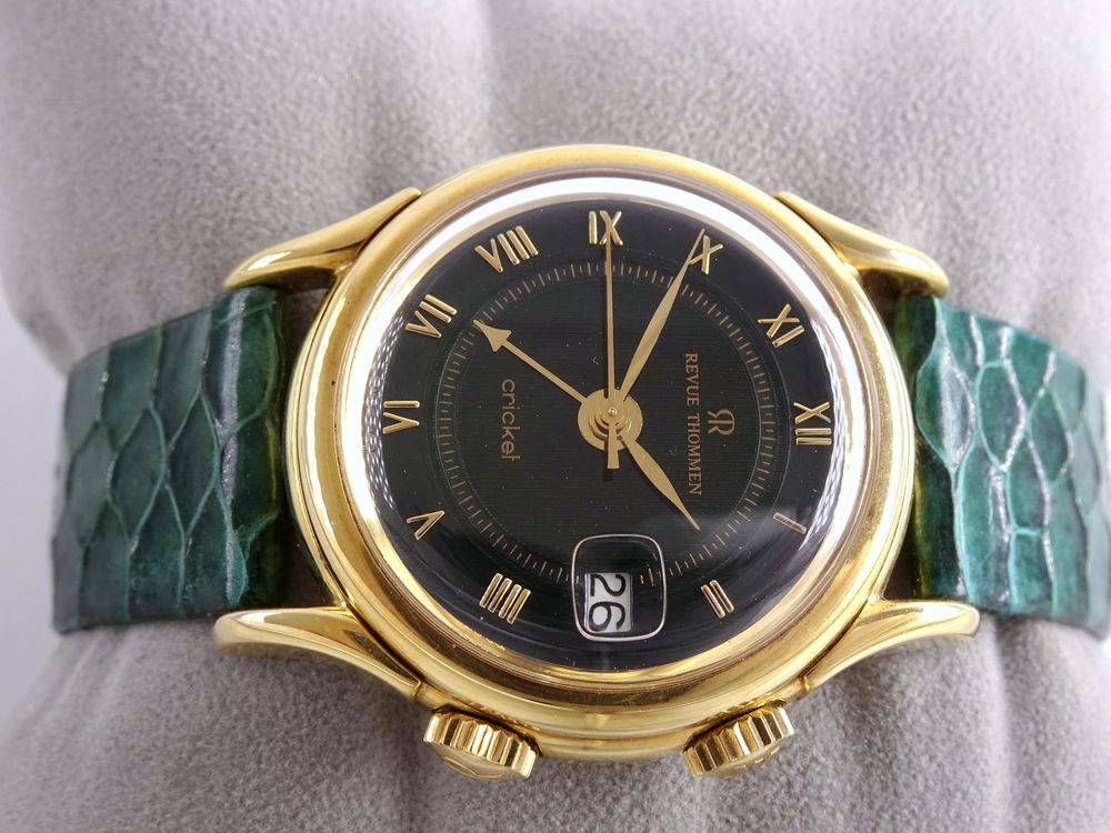 REVUE THOMMEN CRICKET ALARM 18K HANDAUFZUG LIMITED NOS (Neu