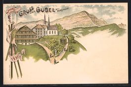 Litho Menzingen, Kapelle und Gebäude au