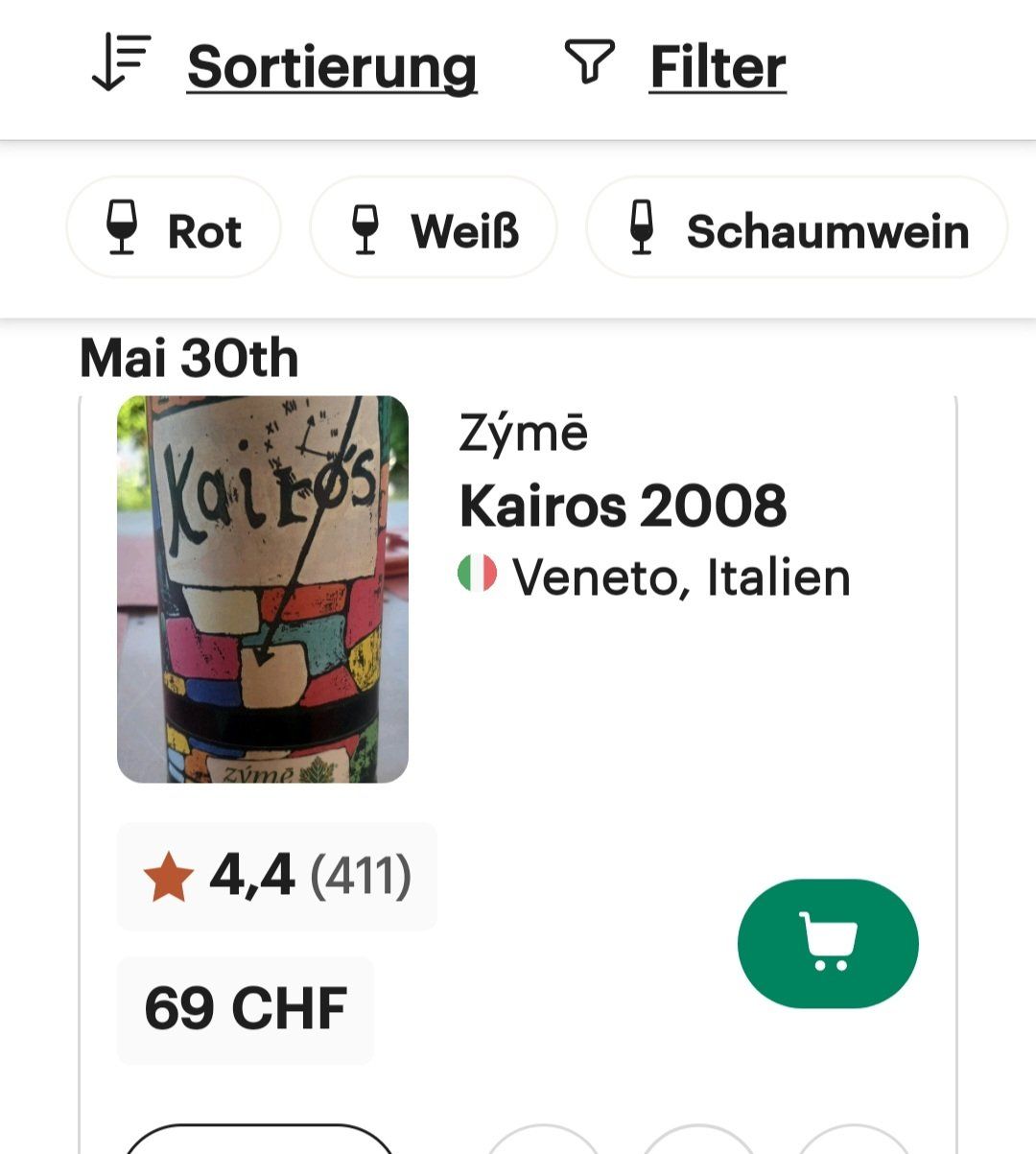 Vino: 2 Flaschen Kairos Veneto von Zymé – Usato da Meinisberg venduto da Kenmare 1