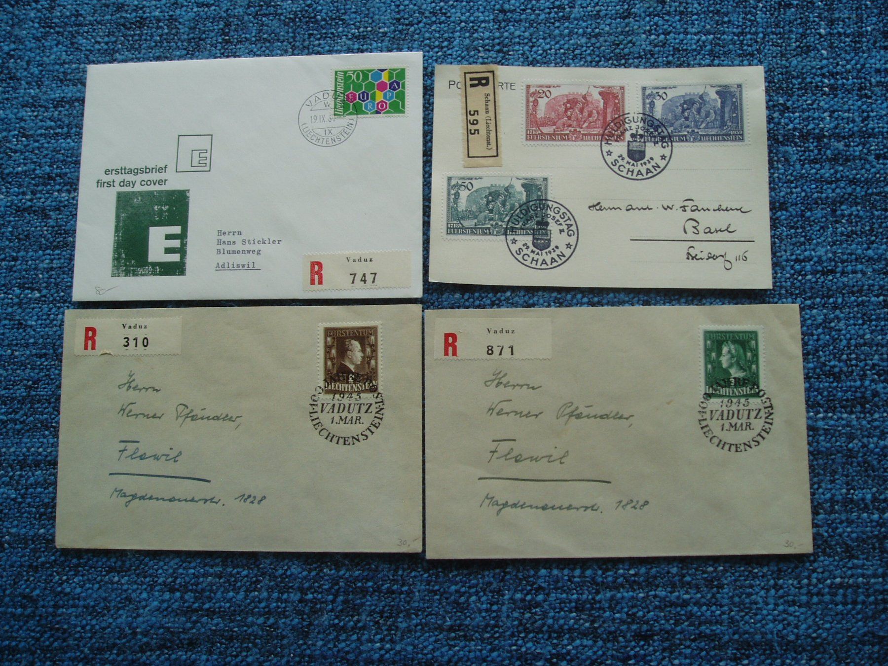 Tutti i francobolli: Liechtenstein 16 Briefe teils FDC – Usato da Rudolfstetten venduto da Nemo_333