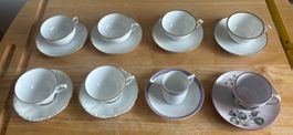 8 Tassen mit Untertassen diverse Marken gebraucht