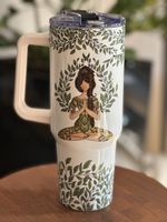 Thermobecher mit Spruch Yoga Design Edelstahl NEU