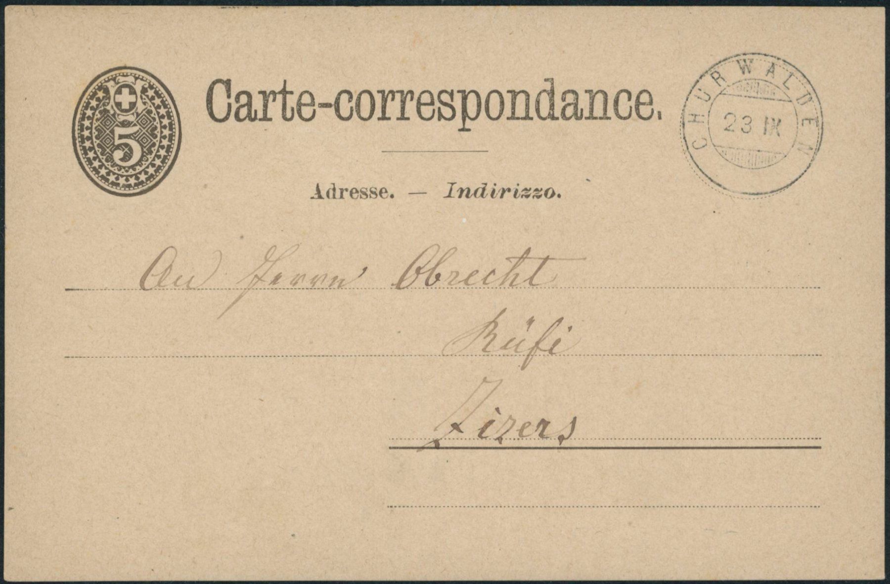 Alle Briefmarken: GR Churwalden - Zwergstempel - Karte – Gebraucht aus Schindellegi von leecollect