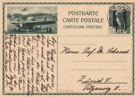 Ganzsache Bildpostkarte Bern Flugplatz 1930