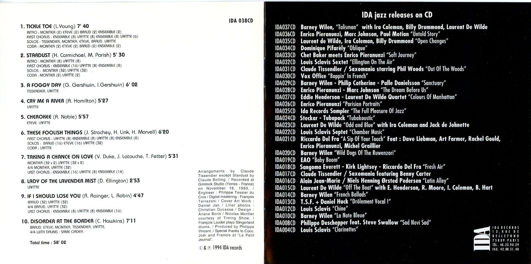 CDs: CD- CLAUDE TISSENDIER SAXOMANIA & GUY LAFITTE Sax Connection – Neu (gemäss Beschreibung) aus Morges von evnocha3 6
