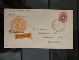 Australien 1953 ill FDC 100 J. Briefmarken van Diemen's Land