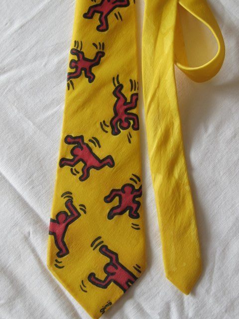 Vintage Krawatte Seide Keith Haring handbemalt Designer GIMÄ (Gebraucht ...
