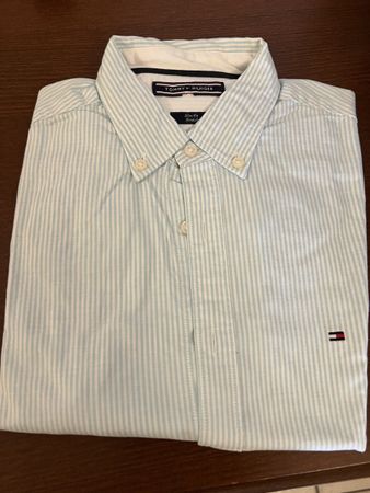 Tommy Hilfiger Hemd, hellblau gestreift, Gr. Slim Fit S