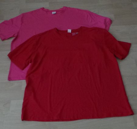 2 T-Shirt (1x rot, 1x pink) mit Rundhals-Ausschnitt 3XL