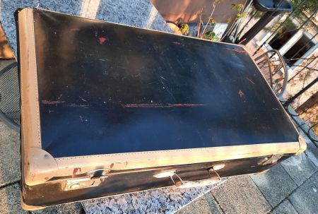 antiker Koffer, Leder, 80x46x23
