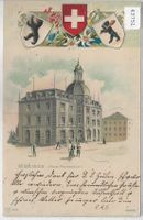 Herisau - Neues Postgebäude - Präge-Litho